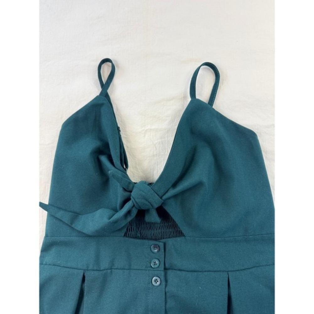 Ecowish green Front Cutout Button Down Midi Dress Smocked Back xl - Picture 5 of 10